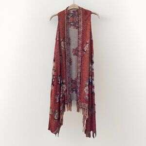✨ Reversible Dusty Pink / Blue Southwestern Boho Duster Vest w/ Fringe - OS  ✨